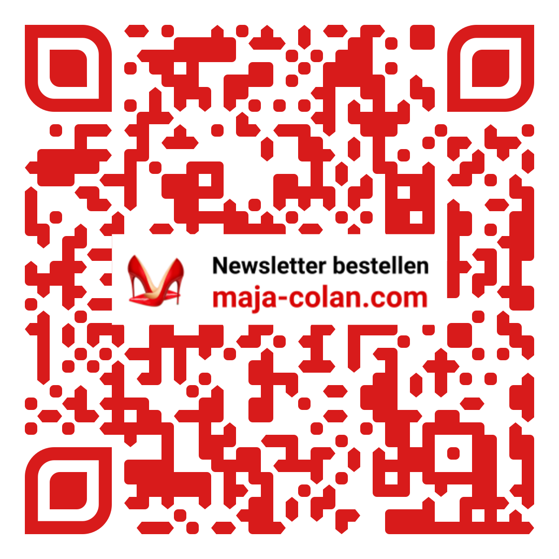 Newsletter bestellen, www.maja-colan.com, QR-Code mit Logo