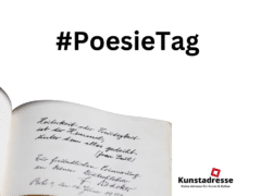 #PoesieTag, Kunstadresse - Deine Adresse für Kunst & Kultur, Das Bild zeigt ein Poesiealbum mit einem Gedicht als Symbolbild